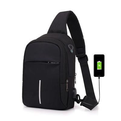 China Waterproof Anti-theft Nylon Messenger Bags Sling Trunk Bag with USB Charging Port and Earphone Port for sale