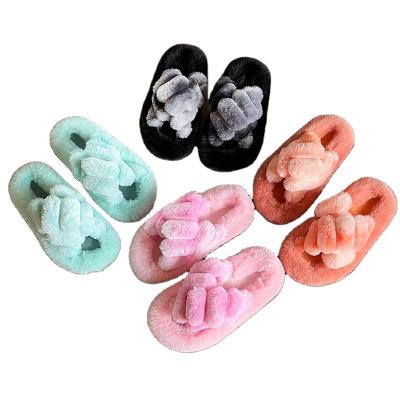 China Anti-Smell Women Slippers Winter Plush Warm Soft Fluffy Bedroom Orange Slips Shoes For Home Fashion Non Slip Flat Fur Women Bedroom Slippers for sale