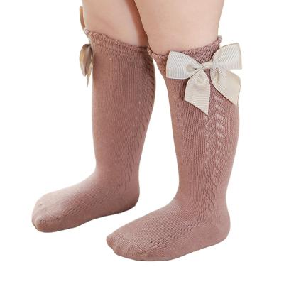 China Antibacterial Kids Bows Newborn Infants Long Knee High Socks Toddlers Ruffled Cute Princess Baby Fashion Sock for sale