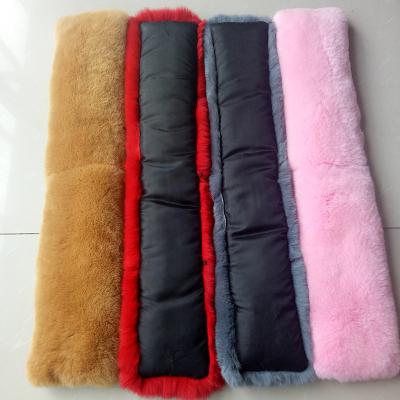 China Real Down Coat China Fox Fur Collar Rex Rabbit Fur Shawl Striping Denim Lattice Jacket Women Parka Scarf Removable Hooded Collar for sale