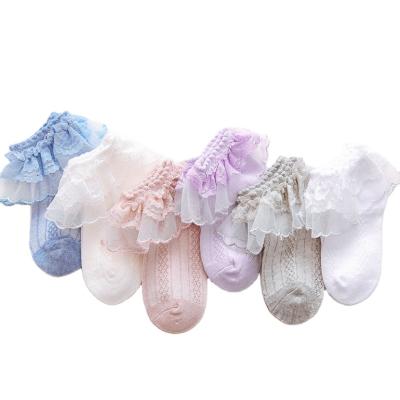 China Fashion antibacterial wholesale girls bangs summer new Mesh Style Cotton Thin Baby bangs lace fashion elastic white flower children for sale