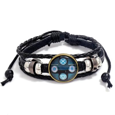 China Environmental Friendly Factory Directly Supply Men's Pearl Leather Bracelet Adjustable Multi Layer Bracelet for sale