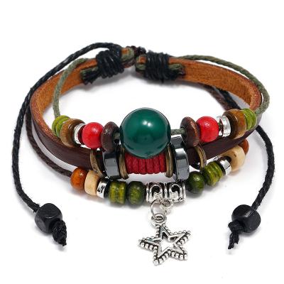 China New arrivals high quality environmentally friendly creativity bracelet fashion star punk leather bracelet for sale