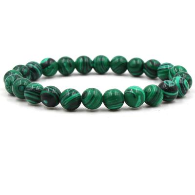 China FASHIONABLE Big Bang 8mm Frosted Stone Malachite Beaded Couple Bracelet for sale