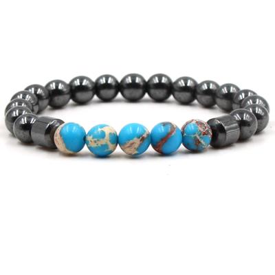 China FASHIONABLE factory directly supply 8mm natural black stone bead elastic bracelets for sale