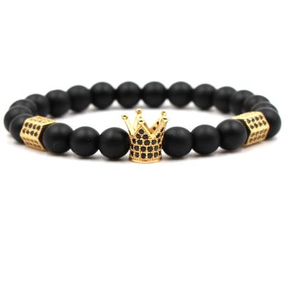 China FASHIONABLE factory direct special men shape natural stone frosted crown beads bracelet for sale