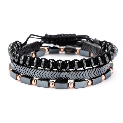 China TRENDY Wholesale Durable Goods Braided Metal 3 Piece Rope Bracelet Jewelry Set for sale