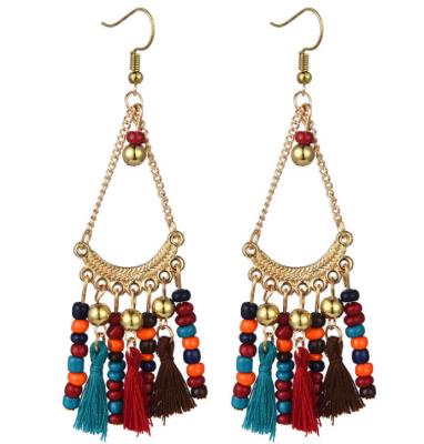 China BOHEMIA Top Tier Products Women's Colorful Tassel Beads Elegant Luxury Earrings for sale