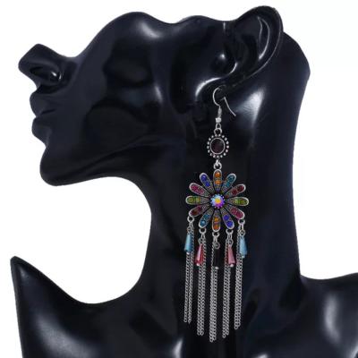 China BOHEMIA Newest Design Hot Sale Gem Sun Flower Earrings Combine Retro Tassel Earrings for sale