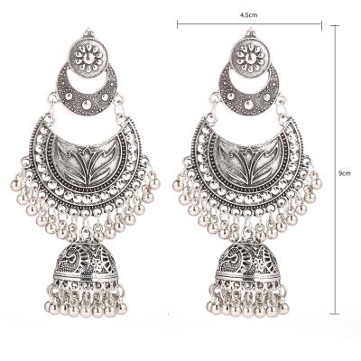 China 2022 Newest Designer BOHEMIA 2022 Indian Wind Bell Bohemian Pendant Jhumka Earrings Bead Tassel Earrings Wholesale for sale