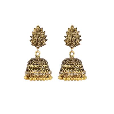 China 2022 Newest BOHEMIA Fashion Gold Silver Bell Jhumka Earrings Jewelry Set Charm Indian Jhumka Earrings Custom for sale