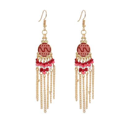 China BOHEMIA Factory Directly Supply European and American Tassel Women's Luxury Alloy Long Earrings for sale