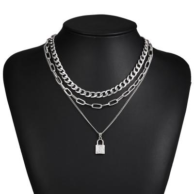 China Promotion TRENDY men's popular factory fashion hip-hop metal clavicle chain necklace for sale