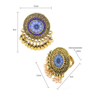 China Hot Sale BOHEMIA Manufacturer Exaggerate Retro Bohemian Earrings And Stud Rings Sets for sale