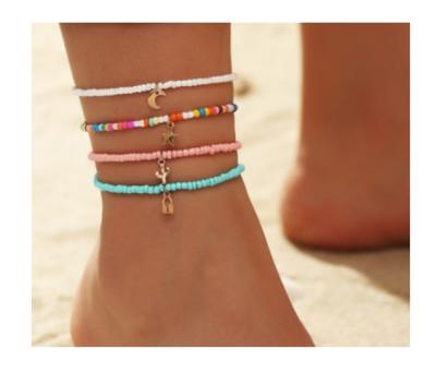 China 2021TRENDY Europe and America latest hot sale anklets ladies fashion star bead anklet chain anklets for sale