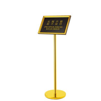 China Wholesale Irion Hotel Reception POS Lobby Metal Stand Sign Holder for sale