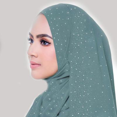 China Main Plain Crystal Chiffon Hijab Chiffon Rhinestone Muslim Hijab Shawl Scarf Woman Chiffon Hijab Cloth With Diamond for sale