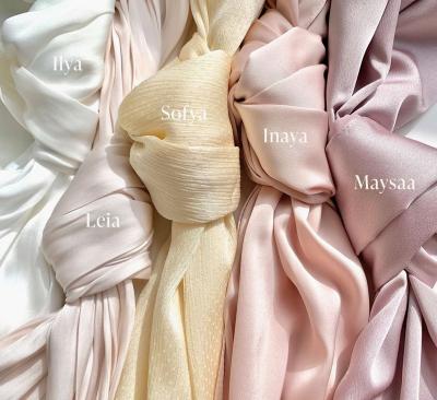 China Muslim Satin Hijab Women Textured Silk Dot Satin Crepe Scarf Shawl Stain Pleat Crepe Hijabs Satin Hijab for sale