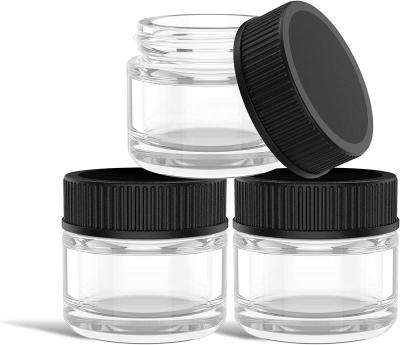 China Heygo 32oz 16oz 12oz 8oz 6oz 4oz 3oz 2oz 1oz Clear Cylinder Jar Transparent Storage Honey Spice Glass Jars with Black Screw Plastic Caps for sale