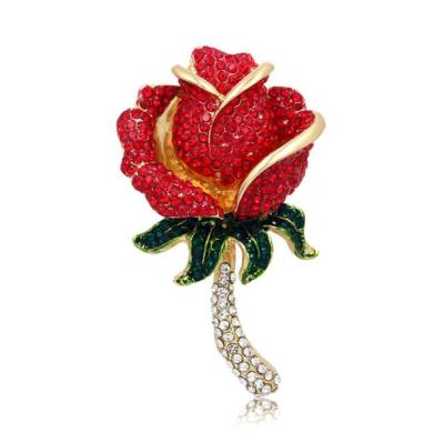 China ALLOY Flower Crystal Rose Brooch 2022011521 for sale