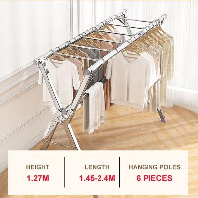 China Daily Life Clothes Adjustable Rolling Garment Rack Double Rack Drying Rail with Bottom Shelf and Roll Dry Clothes Rack Display Rack for sale