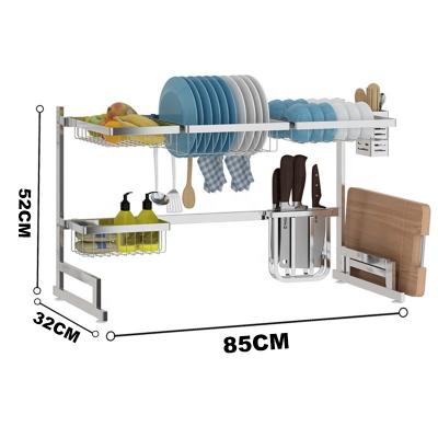 China Wholesale Multifunctional House Kitchen Over Sink Dish Drying Rack Stainless Steel Kitchen Utensil Rack Dish Drainer Rack For Dish for sale