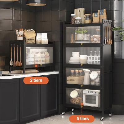 China Magnetic 3-5 Layers 50-80cm Hardware Storage Rack Cabinets Suction Cupboard Kitchen Organizer Storage Cabinets Stainless Steel With Door for sale