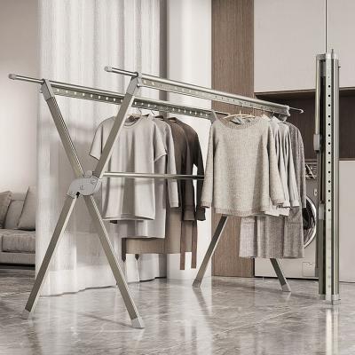 China Daily Life Clothes Drying Rack Large Outdoor Aluminum Balcony Retractable Laundry Hanging Rail Folding Clothes Drying Rack For Laundry Room for sale