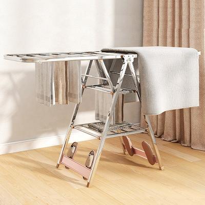 China Daily Life Clothes Drying Rack Stainless Steel Seagull Wing Clothes Dryer Horse Stands Laundry Hanger Rack For Cloth Drying Rack for sale