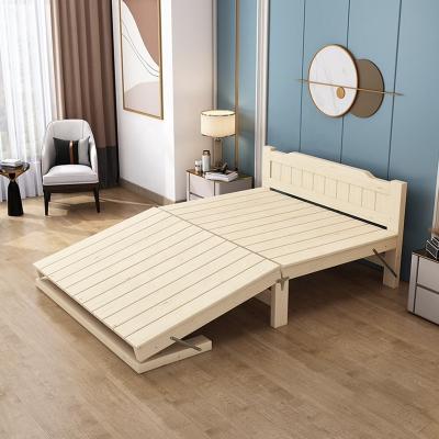 China Modern Wood Slat Support No Box Spring Needed Assembly Easy Folding Platform Bed Wood Frame With Headboard for sale