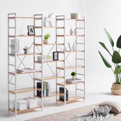 China Behind the Doors/On Walls 5 Tier Wood Shelf and Metal Frame Free Standing Home Rustic Bookshelf Tall Bookshelf Shelves For Living Room for sale