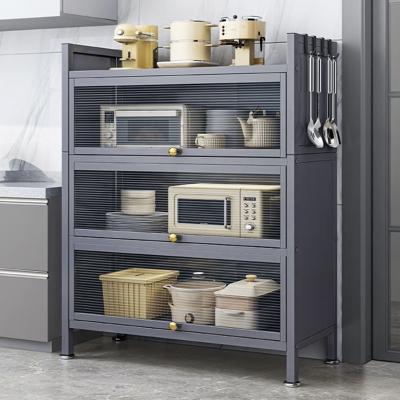 China Full Sustainable Covered Kitchen Organization Shelf Rack Cabinet With Casters Wheels for sale