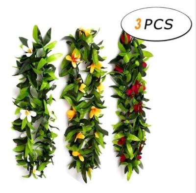 China Hawaiian Party Decorations Artificial Flowers Hawaiian Orchid Leaves Garland Rings for sale