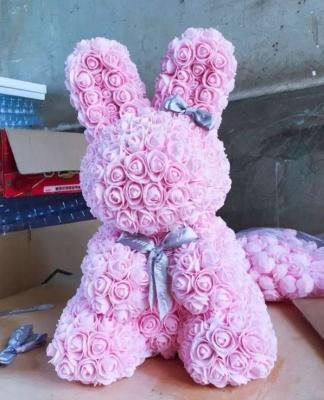 China Valentine Gift Wholesale PE Foam Rose Rabbit Valentine Day Gift Sets Gift For Girlfriend Birthday for sale