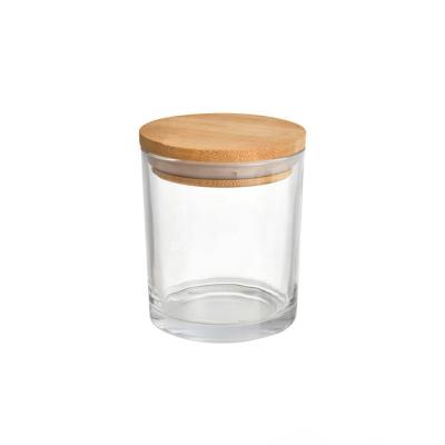 China Home Decor Wholesale 300ml Amber Black Empty Glass Candle Colorful Frosted Jar With Bamboo Lid In Bulk for sale