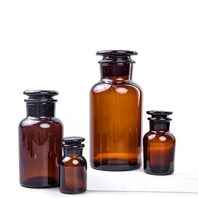 China Wholesale Chemical Apothecary Laboratory Pharmacy Reagent Amber Bottle With Stopper Pharmaceutical Glass 60ml 125ml 250ml for sale