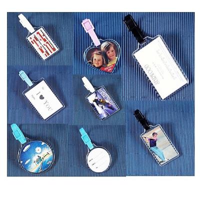 China Custom Wholesales STARWOOD Rectangle Heart Photo Travel Baggage Baggage Acrylic Plastic Snap Tag Cover Custom Name and Address Sign for sale