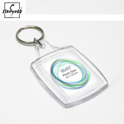 China STARWOOD#95457 Hot Selling Acrylic Rectangle 35*45mm Photo Blank Acrylic Keychain for sale