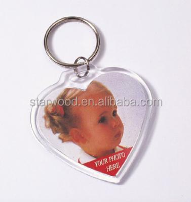 China Acrylic/Plastic Wholesales STARWOOD #9016 6.7 x 6.3cm Heart Shape Crystal Clear Acrylic Photo Keychain Snap Cover Key Fobs Promotional Premium for sale