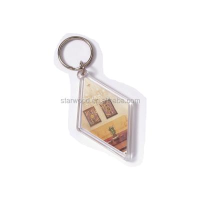 China Wholesale STARWOOD#93207 Acrylic Picture Key Chain 3.4*5.9cm Crystal Clear Rhombus Shape Acrylic for sale