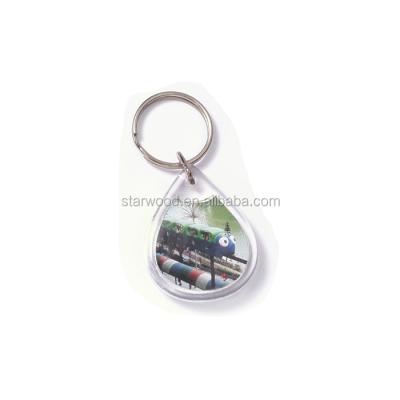 China STARWOOD#93206 2.8x2.9cm Water Acrylic/Plastic Promotional Drop Form Crystal Clear Acrylic Photo Key Chain for sale