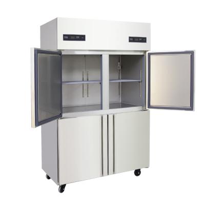 China Double-temperature commercial restaurant kitchen stainless steel tray refrigerator low temperature freezer display vertical for sale