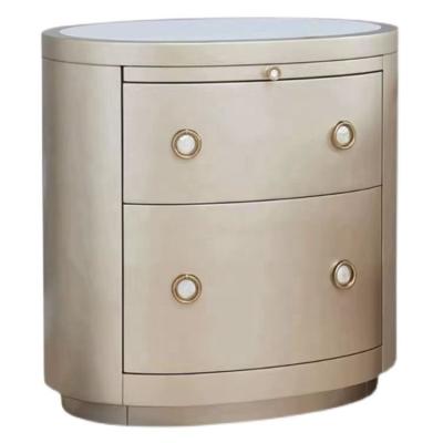 China ART Light Luxury Modern Simple Modern American Oval Solid Wood Bedroom Nightstand for sale