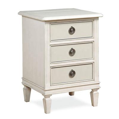 China Vintage Contemporary French Modern Simple Solid Wood White 3 Drawer Bedside Cabinet Bedroom Bedside Cabinet for sale