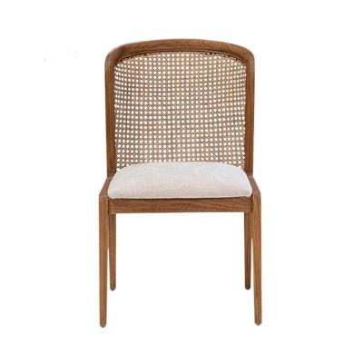 China Factory Direct Sale Contemporary Solid Wood Ash Wood Restaurant Rattan High Back Dining Chairs for sale