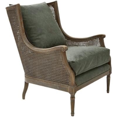 China Other High Quality Single Chair Wood Oak Rattan Sofa Chairs Single Seater Antique One Seater Living Room Sofa Leisure Chair for sale