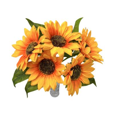 China Beautiful Colorful Artificial  Sunflower 1 bunch of sunflowers has 5 branches Silk flowers Factory wholesale home decoration wedding party for sale