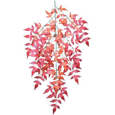 China Beautiful Colorful Hot selling 49.2 inches Long branch Autumn Red Leaves Nandina Silk   Outdoor decoration Garden decoration ROSE wedding Window for sale