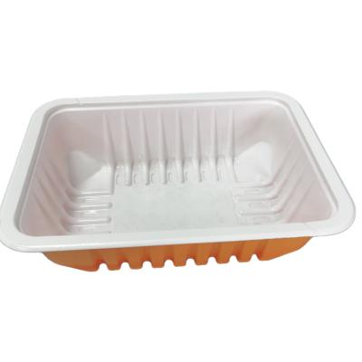 China Recycled Rectangle Materials Orange Square Pass Cake Cloth Disposable Plastic Bowls for sale