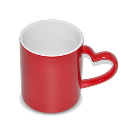 China Sustainable 11oz hearts sublimation coated ceramic magic mugs at low price wholesale for sale